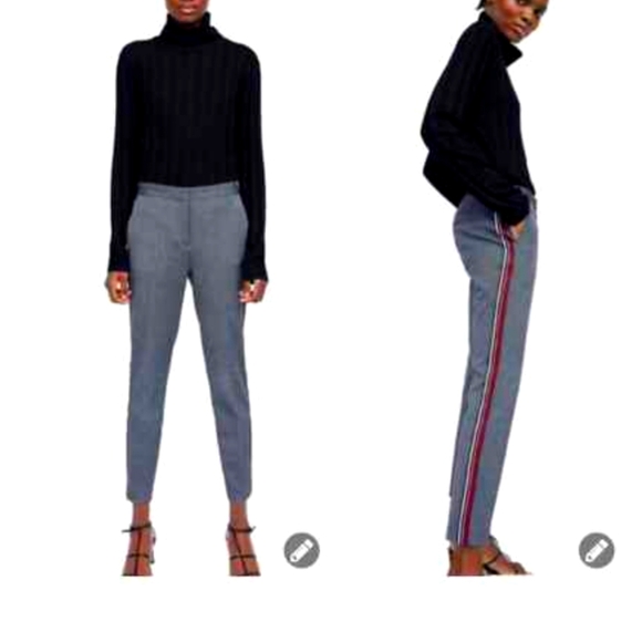Zara Gray Women's Pants with Side Stripe - Picture 1 of 5